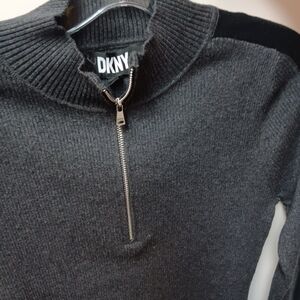 DKNY Women's Gray Half-Zip Sweater